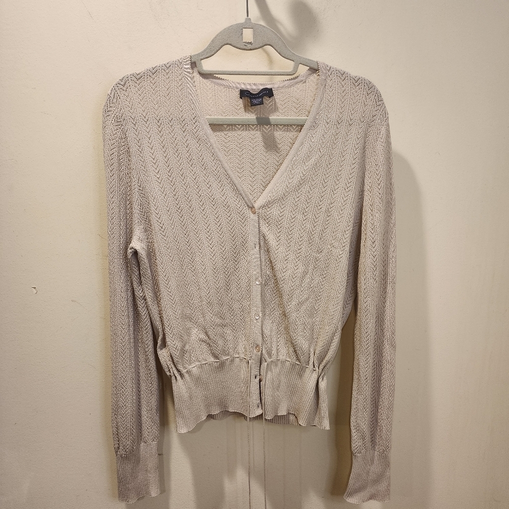 CONTEXT beige Nitted Button Down Cardigan size XL